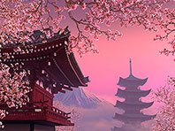 Blooming Sakura 3D screensaver screenshot. Click to enlarge