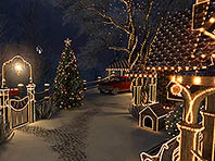 Captura de pantalla del salvapantallas 3D de la Cabaña de Navidad. Click para agrandar