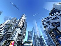 Futuristic City 3D screensaver screenshot. Click to enlarge