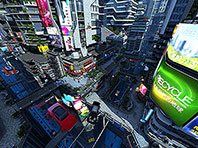 Captura de pantalla del salvapantallas 3D de Ciudad futurista. Click para agrandar