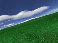 Captura de pantalla del salvapantallas 3D de Campos verdes. Click para agrandar