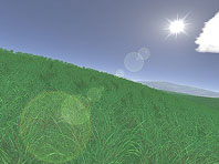 Captura de pantalla del salvapantallas 3D de Campos verdes. Click para agrandar