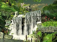 Captura de pantalla del salvapantallas 3D Cascada Maya. Click para agrandar