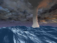 Captura de pantalla del salvapantallas 3D de Tormenta marina. Click para agrandar