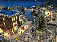 Snow Village 3D screensaver screenshot. Click to enlarge