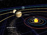 Captura de pantalla del salvapantallas 3D del Sistema Solar. Click para agrandar