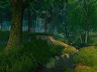 Captura de pantalla del salvapantallas 3D del Bosque de verano. Click para agrandar