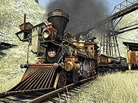 Captura de pantalla del salvapantallas 3D del Ferrocarril occidental. Click para agrandar