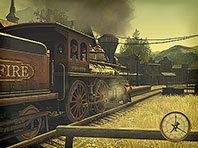 Captura de pantalla del salvapantallas 3D del Ferrocarril occidental. Click para agrandar