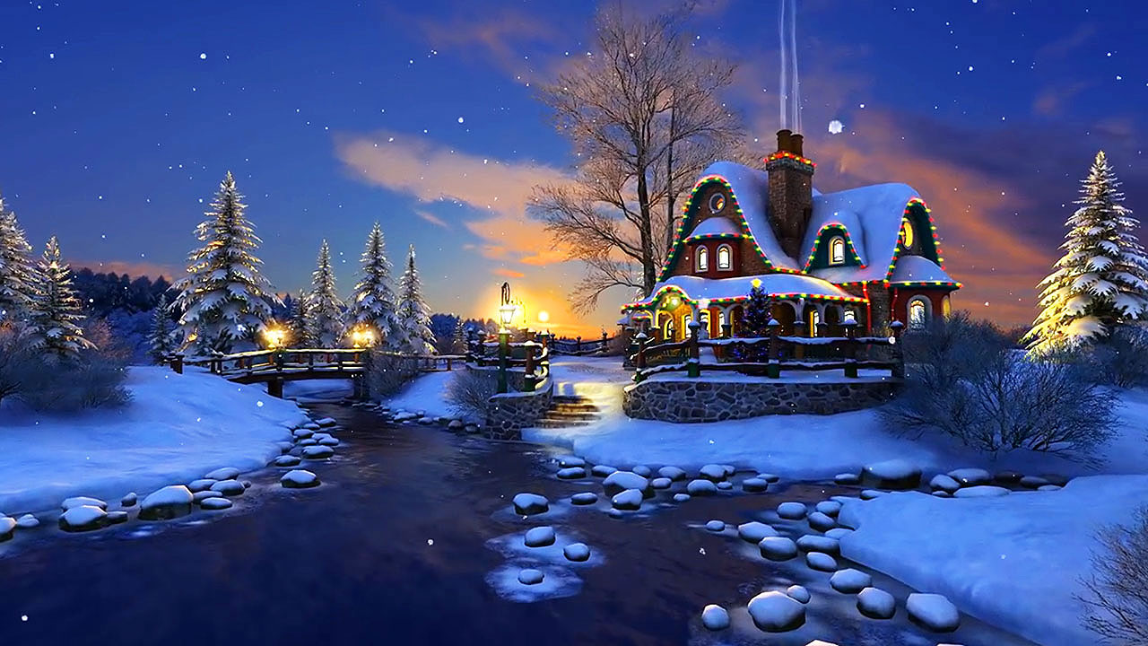 White Christmas 3D screensaver – A home ready for the holidays!