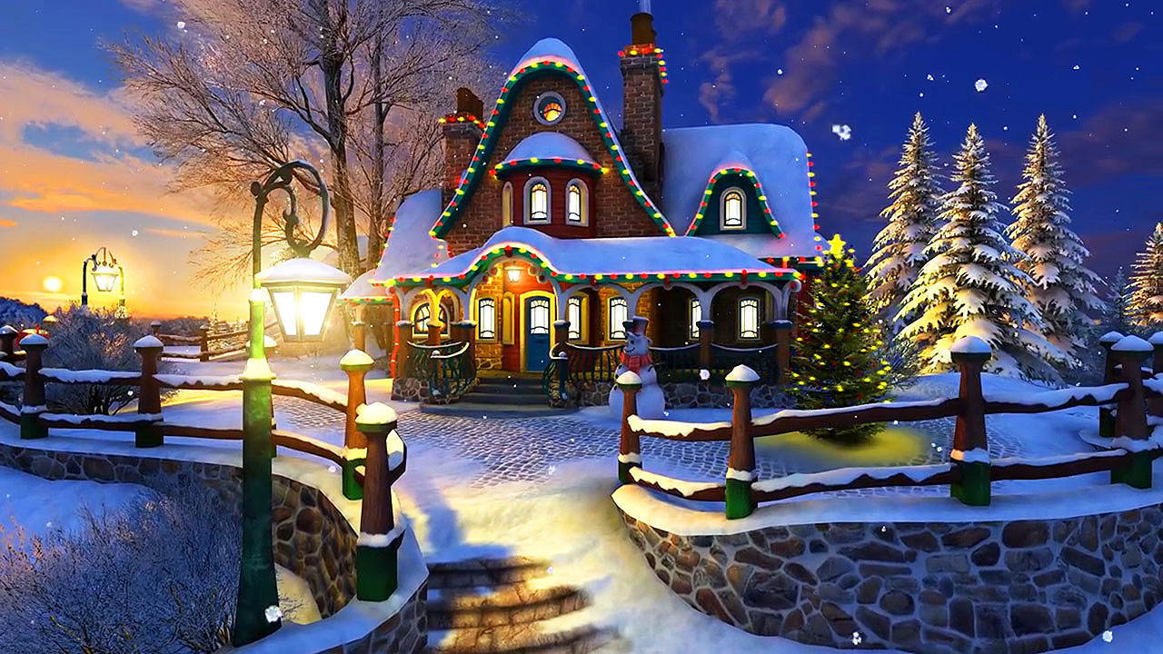 White Christmas 3D screensaver – A home ready for the holidays!