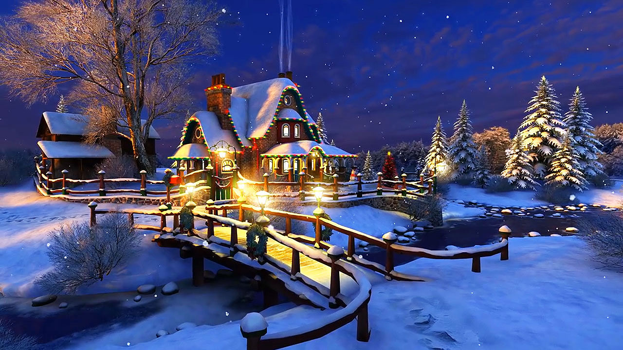 White Christmas 3D screensaver – A home ready for the holidays!